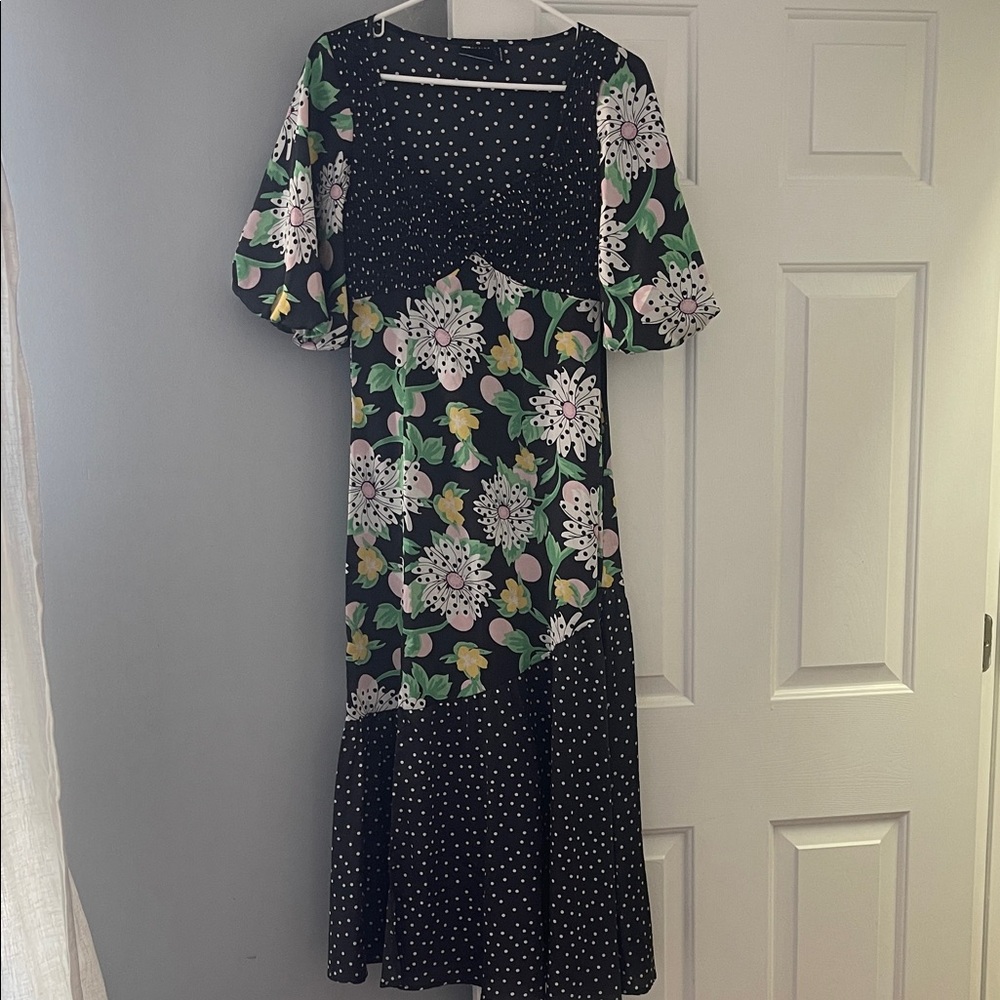 ASOS Black Maxi Dress with Pink, Yellow & Green Floral Print